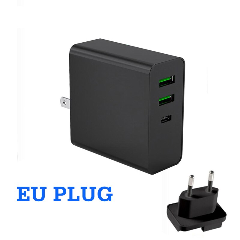 USB Quick Charge 65W USB Charger Fast Wall Charger for Samsung For Huawei For iPhone usb c cable pd charge quick charge: Black  EU