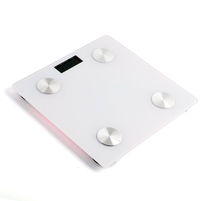 Báscula digital de baño, dispositivo inteligente retroiluminado de medición de grasa corporal, índice de masa muscular y cantidad de agua con Bluetooth: Blanco