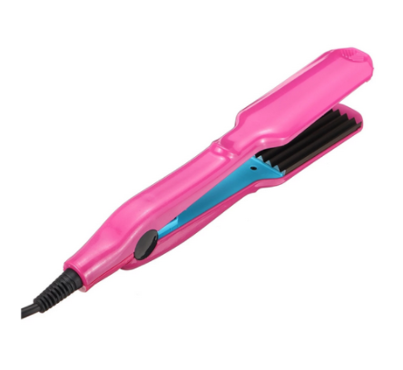 Hair Crimper Curling Iron Wand Ceramic Corrugated Wave Corn Irons Wave Curler Iron Electric Corrugation Plate Clip: Pink / US