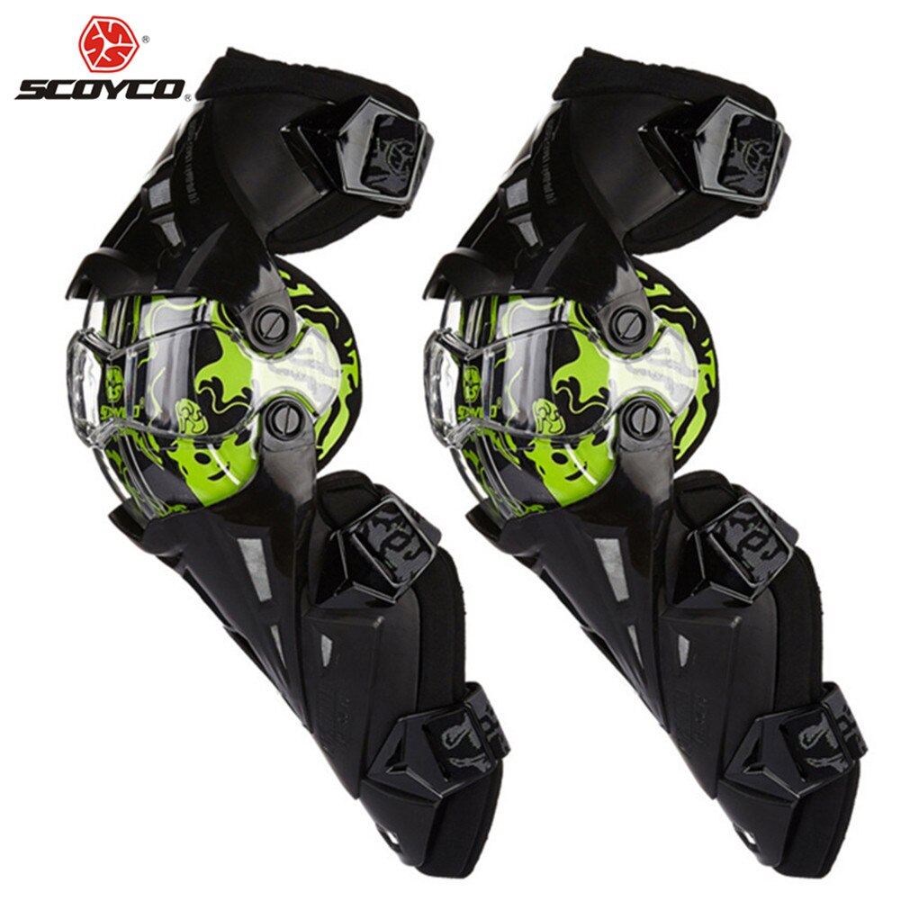 Scoyco motorcykel motocross knæbeskyttelsespuder beskyttere motosiklet dizlik genouillere  k1216 moto joelheira beskyttende knæpuder: Grøn