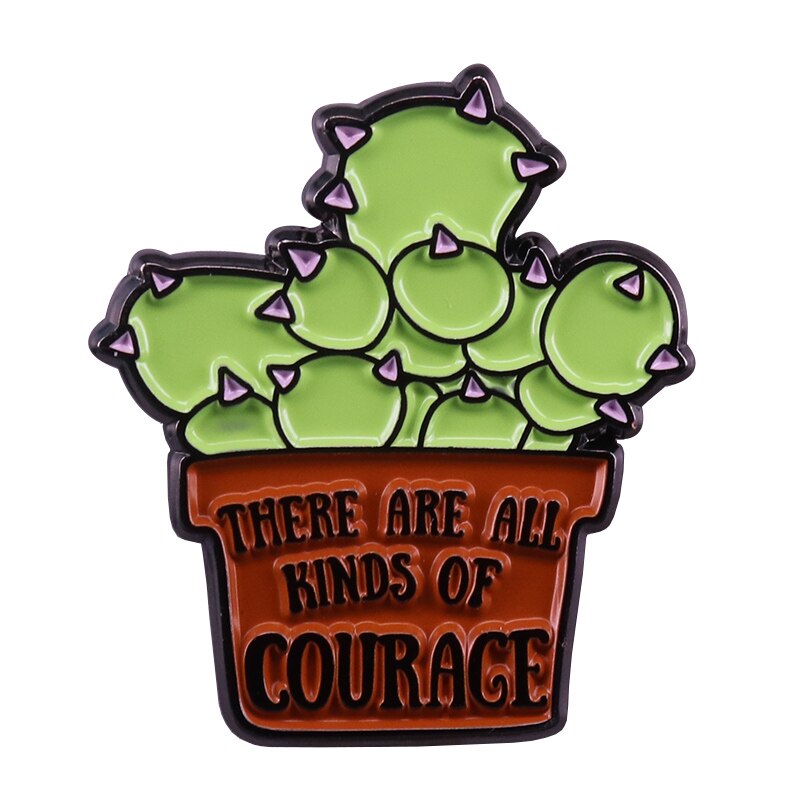 There Are All Kinds of Courage Succulent Pin Inspirational Quote Badge J. K. Rowling Bookworm