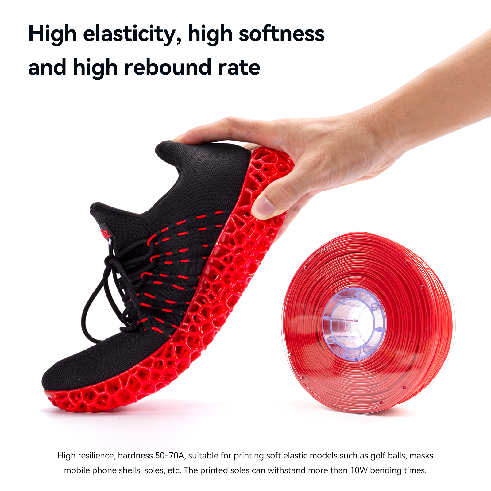 2X ATOMSTACK TPR 3D Printer Filament 2.85mm Diameter Flexible Rubber 1KG Spool (2.2lbs) Consumables 3D Printing Material Supply