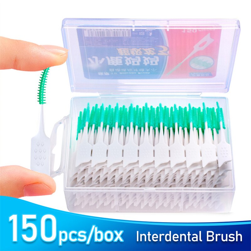 150Pcs/set Silicone Interdental Brushes Super Soft Dental Cleaning Brush Teeth Care Dental Floss Toothpicks Oral Tools