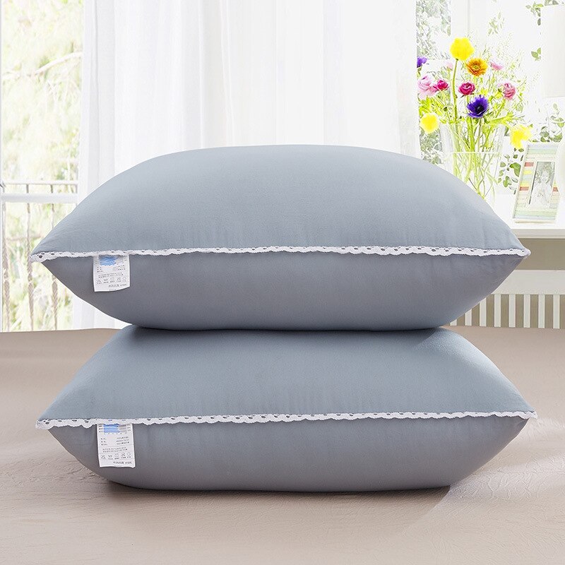 Washed cotton pillow single / double pillow core home hotel feather velvet neck pillow double single student pillow rectangle