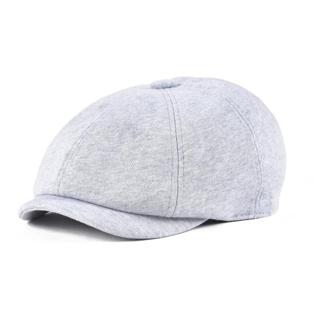 VOBOOM Big Size Cotton Newsboy Caps Flat Cap Beret Boina Cabbie Driver Golf Men 8 Panel Elastic Back Duckbill Ivy Hat 321: Gray