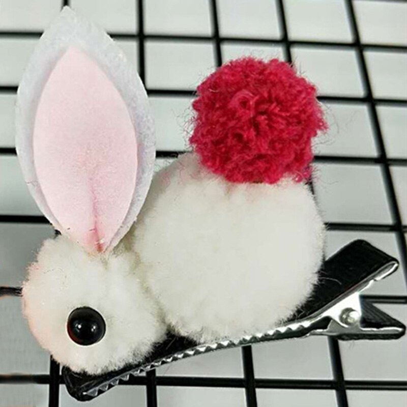 bandeau de dessin animé animal fait à la main en peluche lapin mignon coiffe unique fille pompon bandes de caoutchouc 6 couleur cheveux accessoires: 13