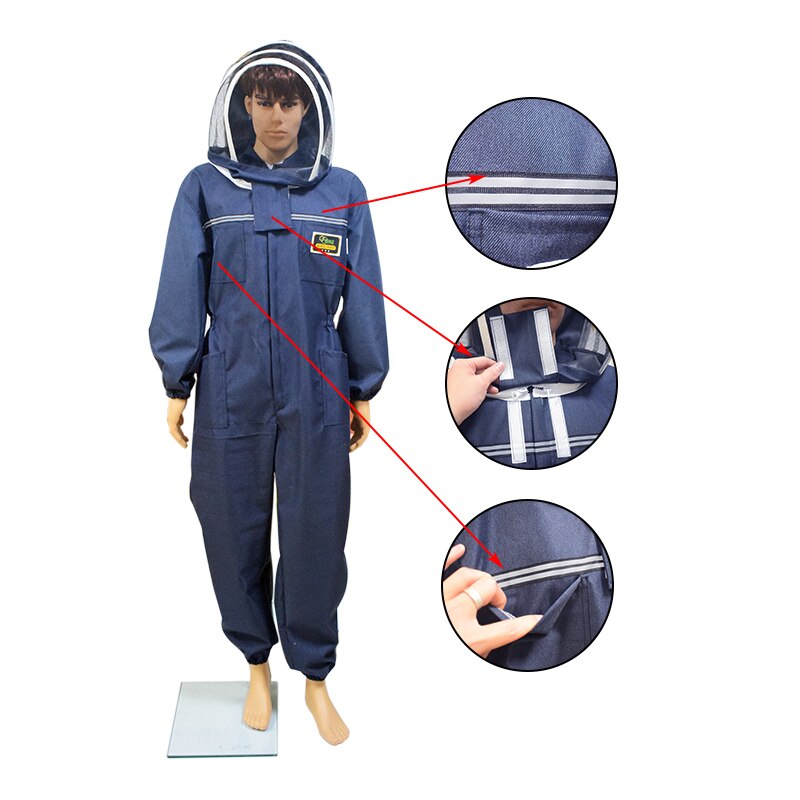 Beekeeping Gear Full Body Ventilated Beekeeping Suits Bee Suit with Self Supporting Fencing Veil Hood for Bee Farm Beekeeper