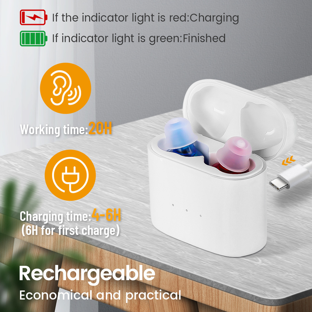 Neues Hörgerät für ältere Menschen mit unsichtbarer Geräusch unterdrückung, magnetische, wiederauf ladbare In-Ear-Kopfhörer mit Hör verstärker