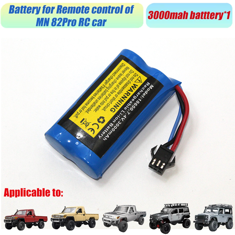 Rc accessories battery charger  mn82 3000 7,4 v large capacity lithium battery accessories  mn82s mn82 per  mn99s mn168 mn128 mn78: Red