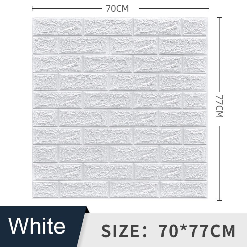 1PCS Self Adhesive Foam Wallpaper Waterproof 3D Brick Wall Panel Living Room Brick Stickers Bedroom Kid Brick Papers Home Decor: white