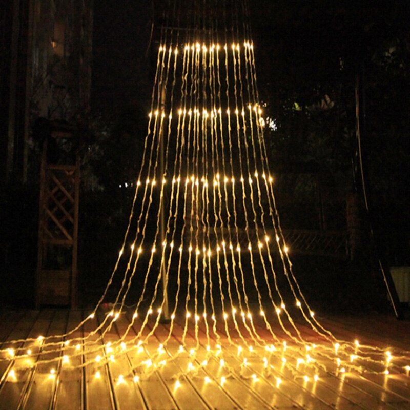 year decor Festoon led light Waterfall Meteor Shower Rain String Light led Decorative lights for home on the window: Warm White / 3Mx2M 240LEDs