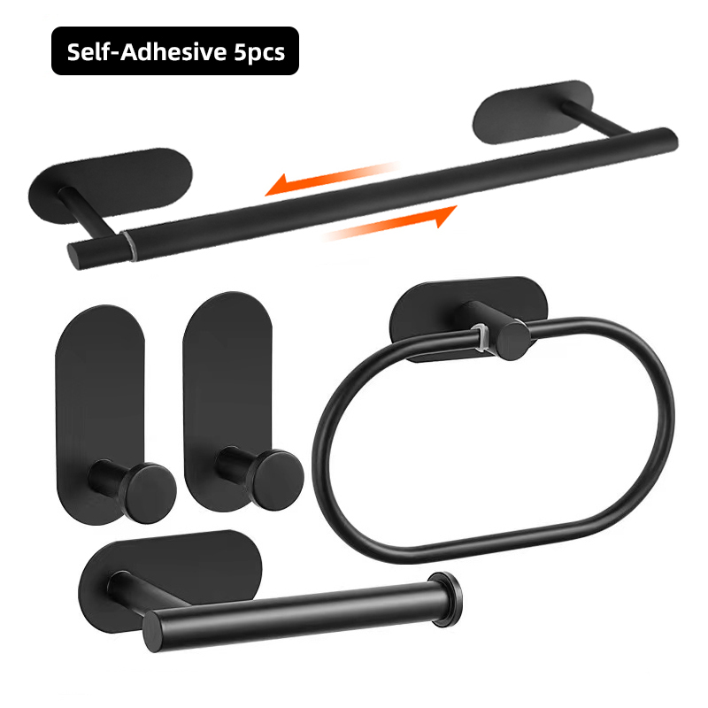 Bathroom Hardware Set Brushed Nickel Towel Bar Towel Ring Toilet Paper Holder Robe Hook 304 Stainless Steel Bathroom Accessory: Chocolate