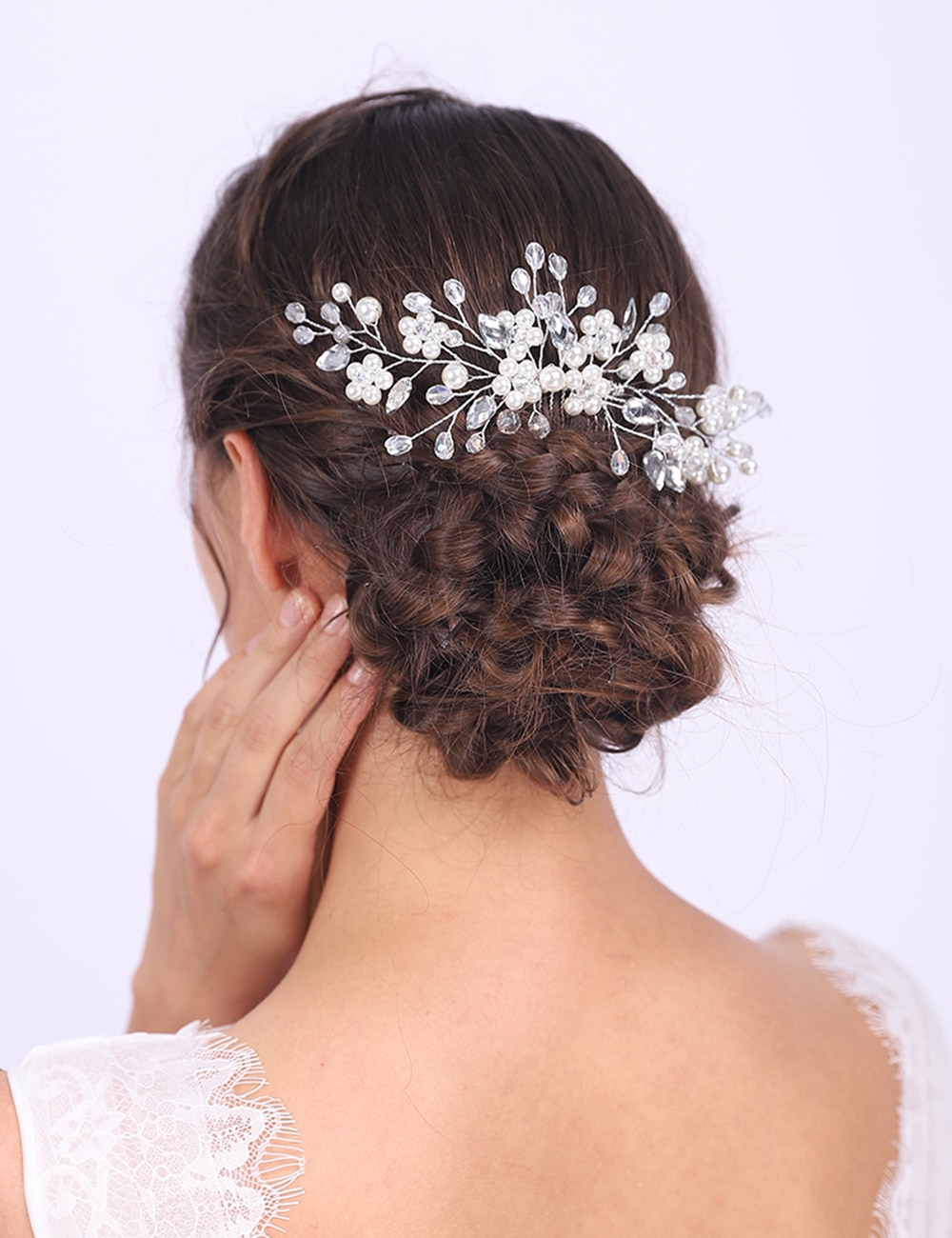 Accesorios para el cabello de oro rosa y plata para mujer, accesorios para el cabello con perlas de cristal brillantes, tocados puros y silenciosos para de banquete de boda, decoración