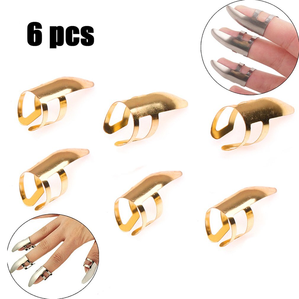 6 PCS Stainless Steel Thumb Finger Nail Guitar Picks Plectrums Set Metal Acoustic Electric Bass Guitar Accessories