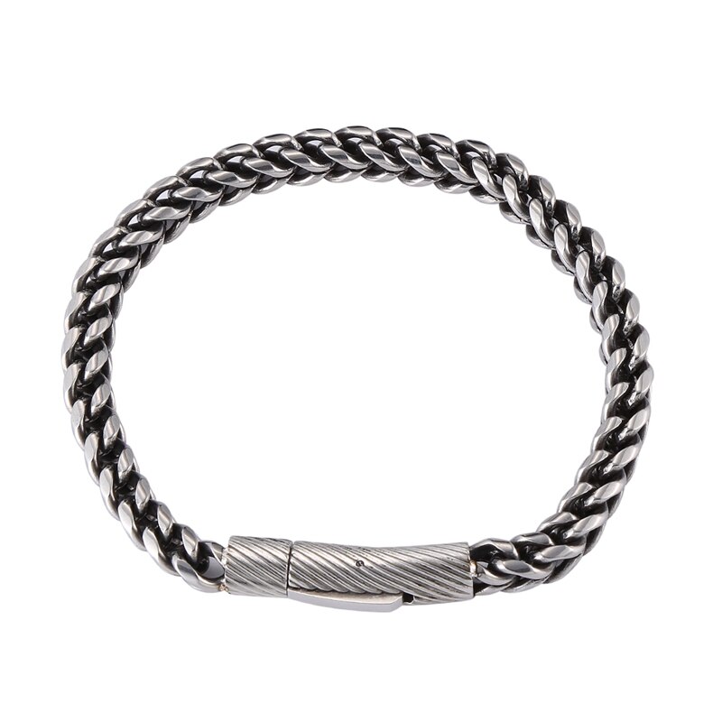 Men Bracelet 6mm Stainless Steel Curb Cuban Link Chain Bangles for Male Hiphop Trendy Wrist Jewelry Birthday GS0052