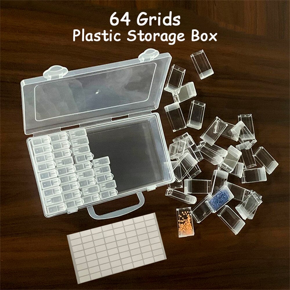 Caja de celosía 5D para manualidades, accesorios de herramientas de pintura de diamantes, Kits de contenedores de cuentas, organizador de almacenamiento, caja de partículas pequeñas, para el hogar, 64 Uds.