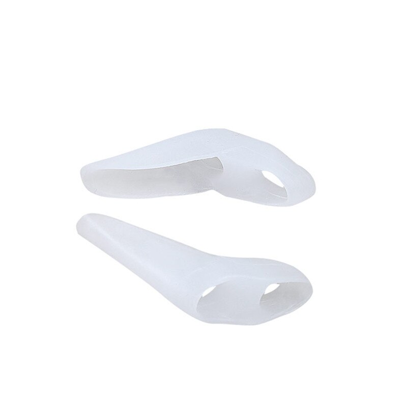 2pcs/pair Double-hole Little Toe Separator Transparent Bunion Pain Relief Toe Straightener Protector Foot Care Tool: white
