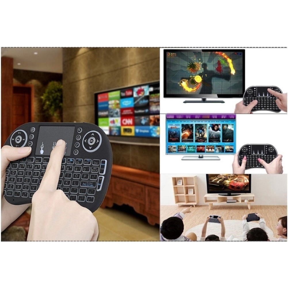 Teclado inalámbrico i8 retroiluminado, Air Mouse, inglés, ruso, español, 2,4 GHz, Touchpad portátil para TV Box, H96 max, PC