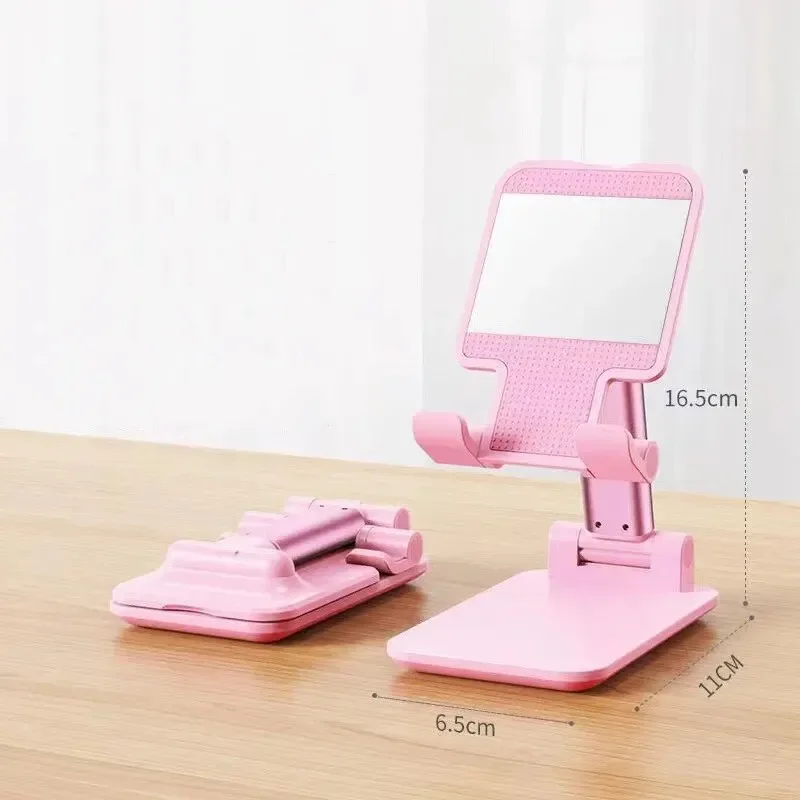 Foldable Mobile Phone Holder Stand Tablet Desk Mount Table Flexible Adjustable Desktop Live Lazy Bracket Support For All Phones: Rose
