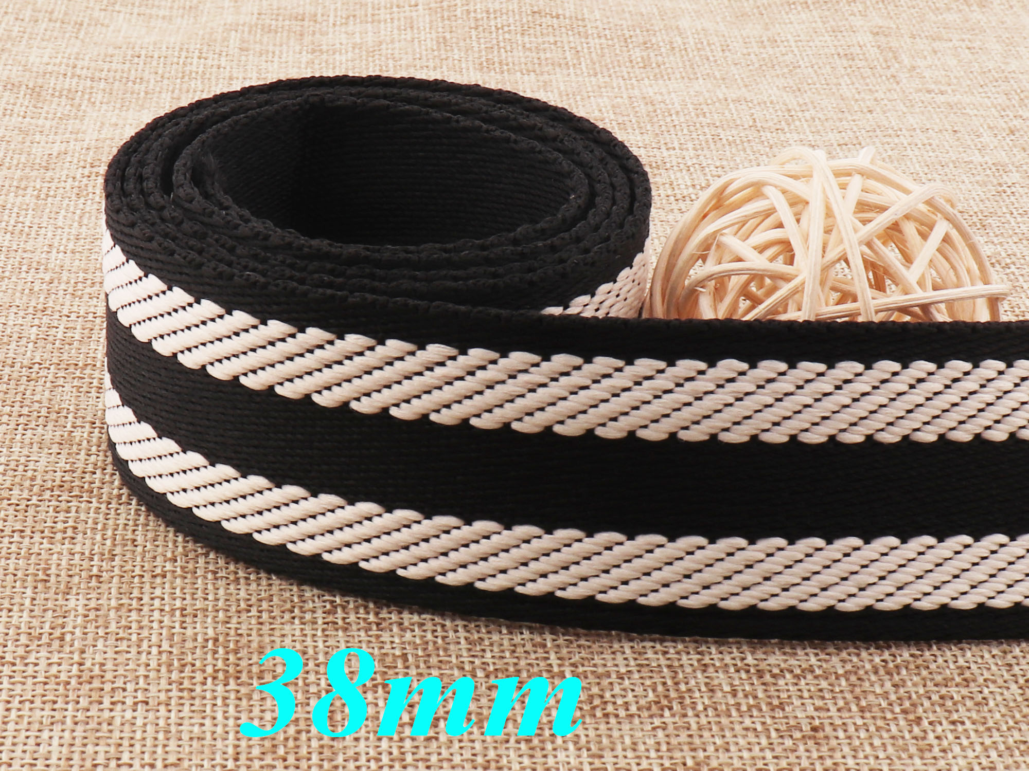 38 Mm Zwart Wit Jacquard Singels Katoen Webbing Bag Portemonnee Bandjes Tas Riem Portemonnee Band Handtas Riem Tas Handvat Canvas