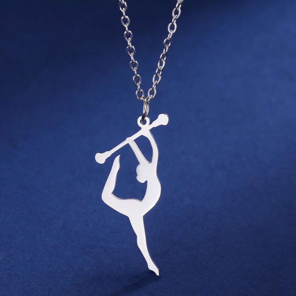 Teamer Gymnastics Necklace for Women Girls Sports Pendant Stainless Steel Jewelry Dancer Gymnast Birthday