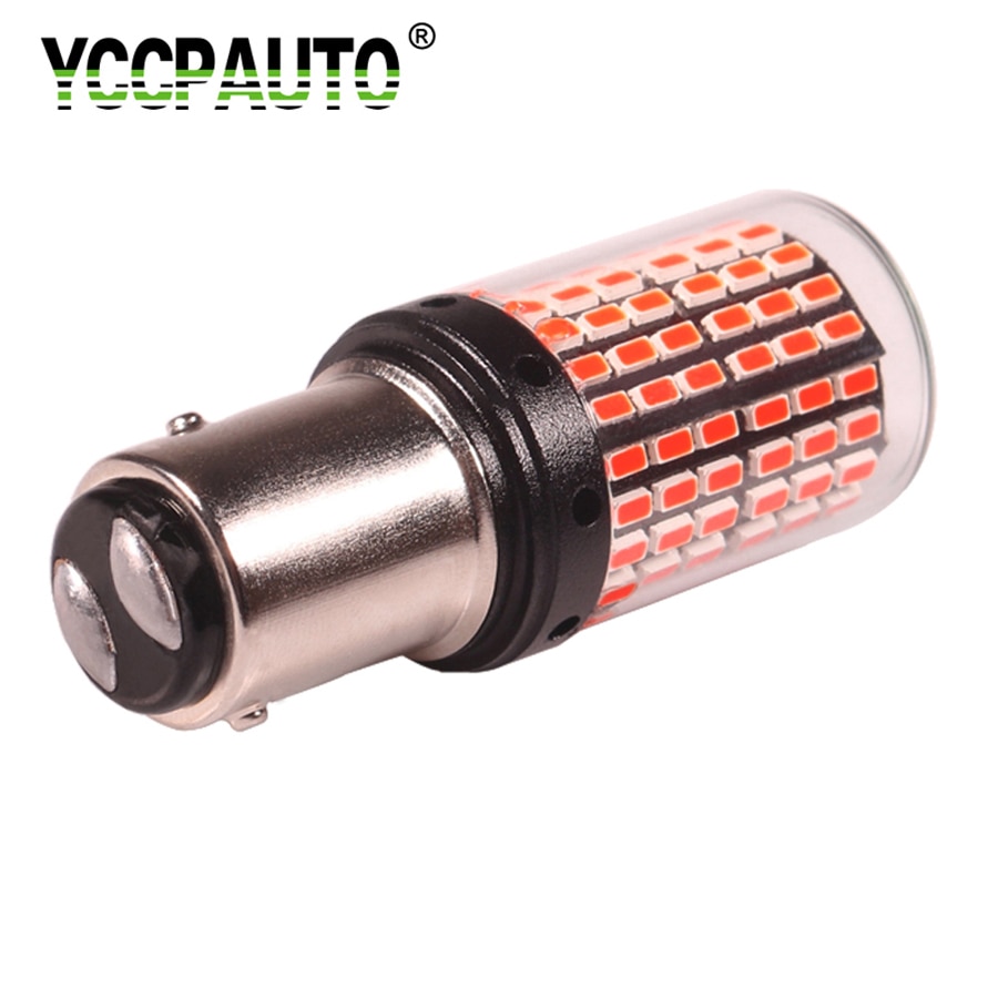 Yccpauto 1Pcs P21/5W Led Canbus Lampen 1157 BAY15D Led Auto Remlichten Geen Hyper Flash Auto parking Lamp Foutloos 3014 144 Smd