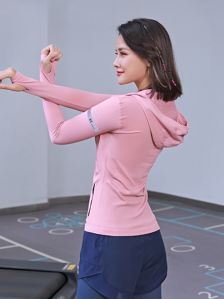 Sports jacket women fall/winter outdoor running tight-fitting zipper jacket jacket casual hooded workout clothes
