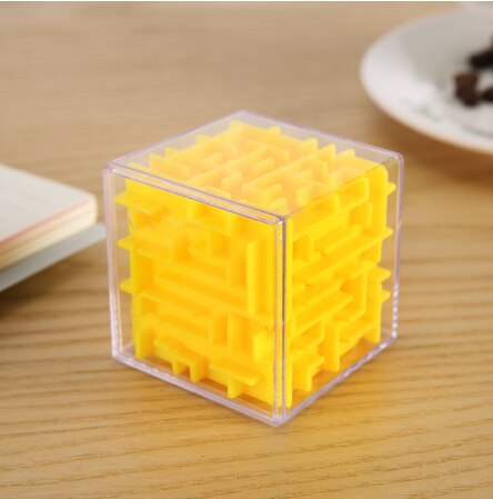 3D Doolhof Magische Kubus Transparant Zeszijdige Puzzel Speed Cube Rollende Bal Game Cubos Doolhof Speelgoed Voor Kinderen Educatief: YELLOW