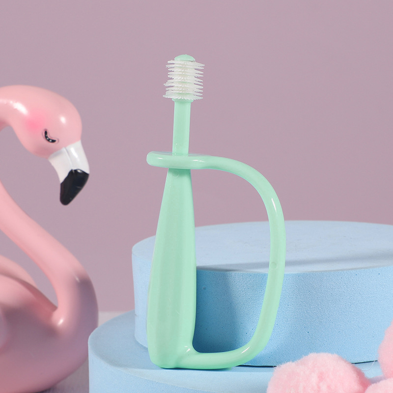 Spazzolino da denti per bambini spazzolino da denti per bambini con manico grande spazzola morbida di sicurezza per bambini igiene orale spazzole per denti articoli per bambini: green