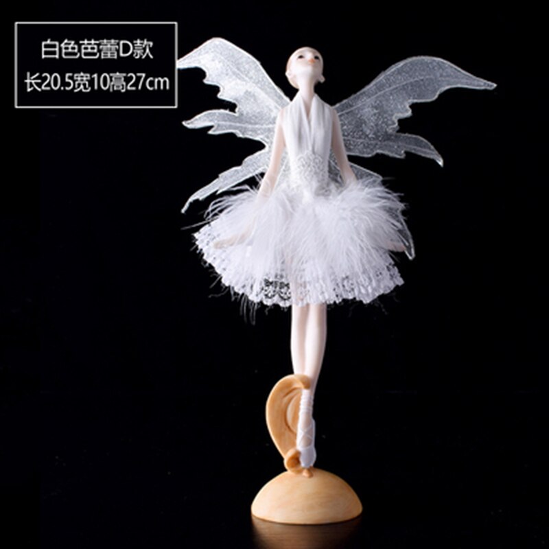Figura de resina de estilo moderno para decoración del hogar, figura de Ballet, Ángel, chica bailando, para escritorio: White D
