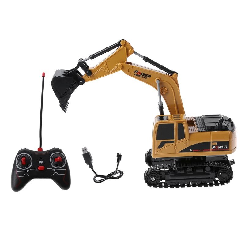Excavadora con mando a distancia RC 2,4G 1:24, 6 canales de carga, modelo de juguetes, luz LED, sonido de simulación B2QD
