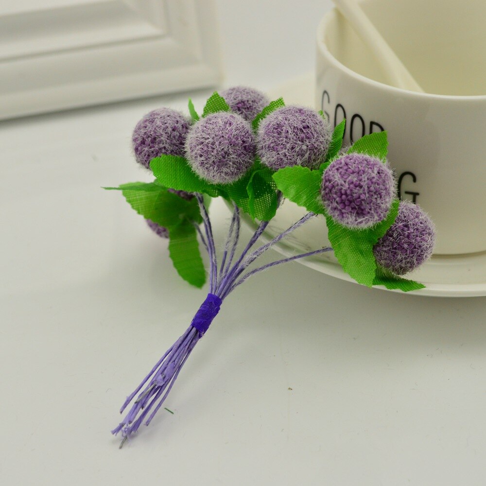 Flores artificiales baratas para decoración de hogar, jardín, boda, corona, , Scrapbooking, manualidades, bolas de pompón de simulación, 6 uds.