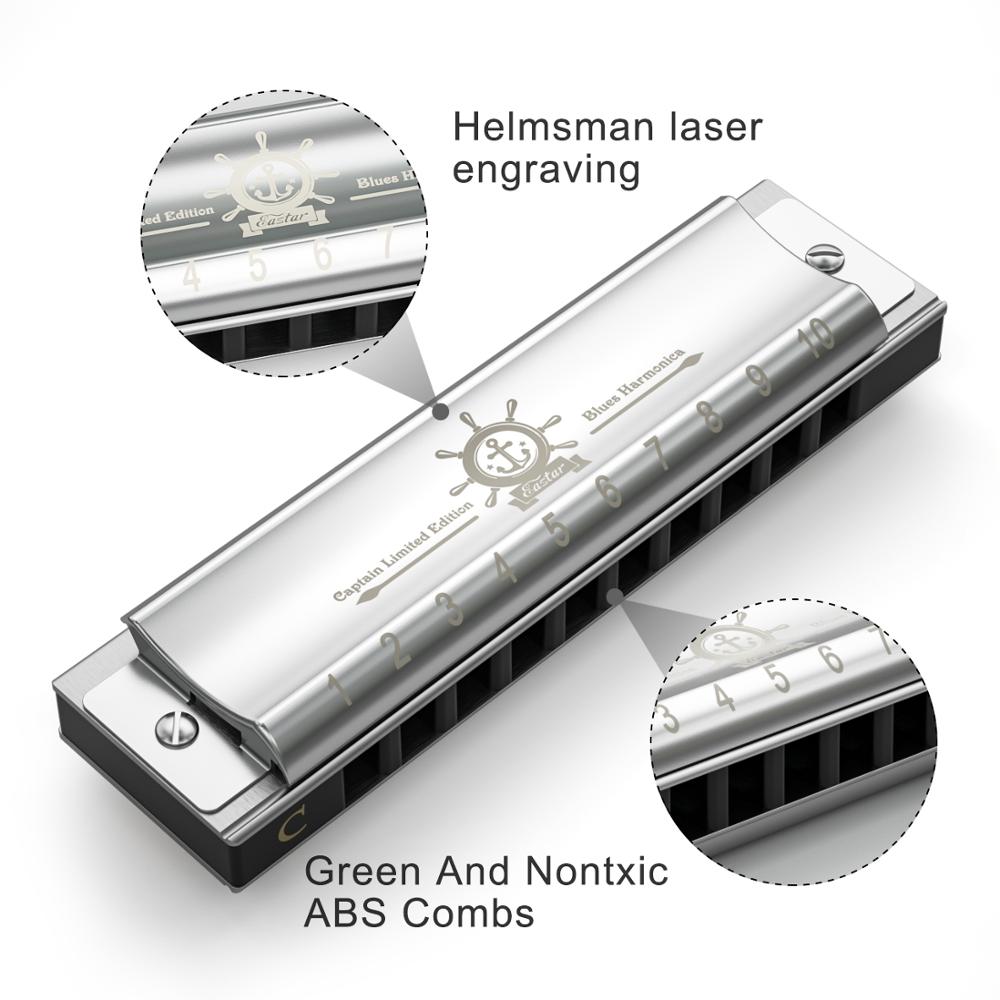 Eastar Professionele Limited Edition Blues Harmonica Mondharmonica Harp Sleutel Van C 10 Gat Prestaties Niveau Muziekinstrumenten