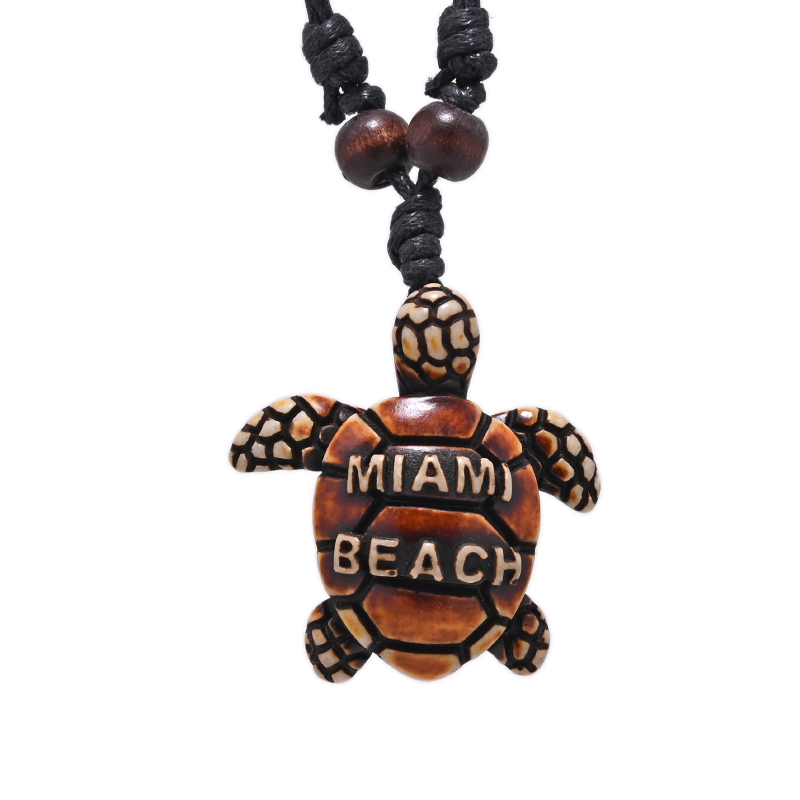 Collana da surfista Ciondolo tartaruga marina Uomo Girocollo inca Gioielli Stile nautico Imitazione yak osso Collane Amuleto Cavo di cera regolabile: Zinco blu placcato