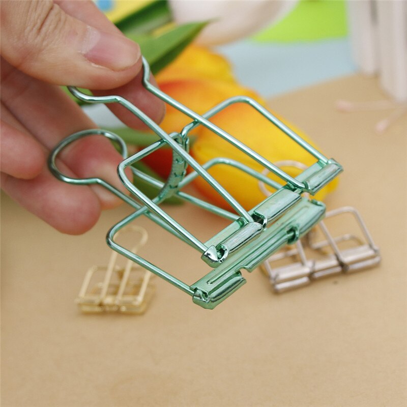 Novelty Solid Color Hollow Out Metal Binder Clips Notes Letter Paper Clips Office Supplies clips para papel