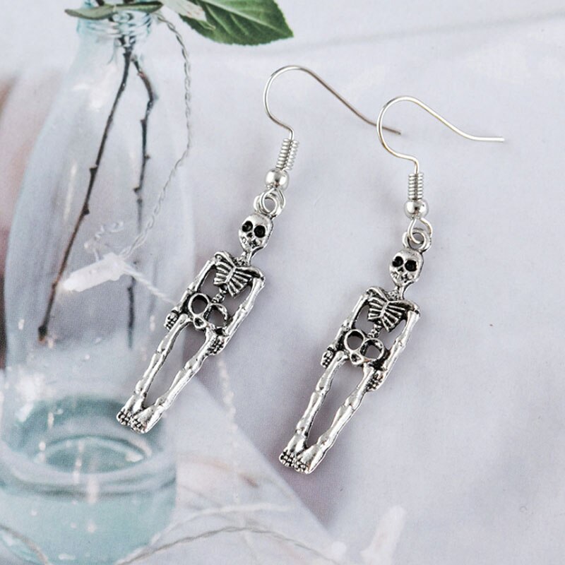 Boucles d'oreilles squelette Vintage pour femme, bijoux pour Halloween, De fête,