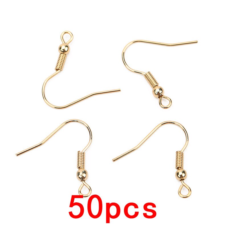 50 Stks/partij Rvs Oorbel Haken Anti Allergie Hypoallergeen Oorbellen Sluiting Draad Voor Diy Sieraden Maken Levert Bevindingen: 1919 Gold