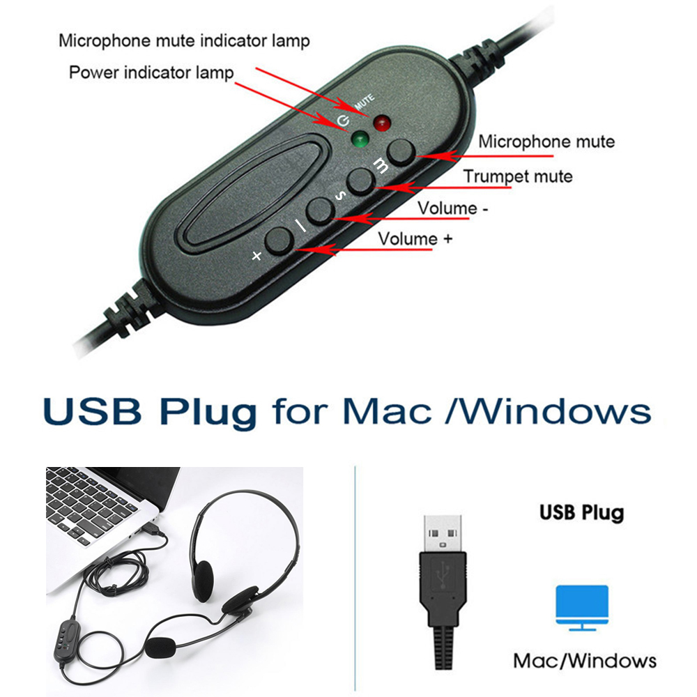 USB Wired Headset Volume Controle Fone De Ouvido Voz Clara Redução De Ruído Fones De Ouvido Com Microfone para Call Center Escritórios Pc Jogo
