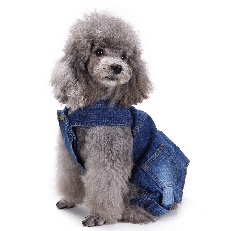 2022 Pet Costume Dog Clothes Jean Rompers for Cat Dog Jumpsuit Blue Puppy Dog Clothing XS-XXL Yorkie Corgi Teddy Poodle Outfit
