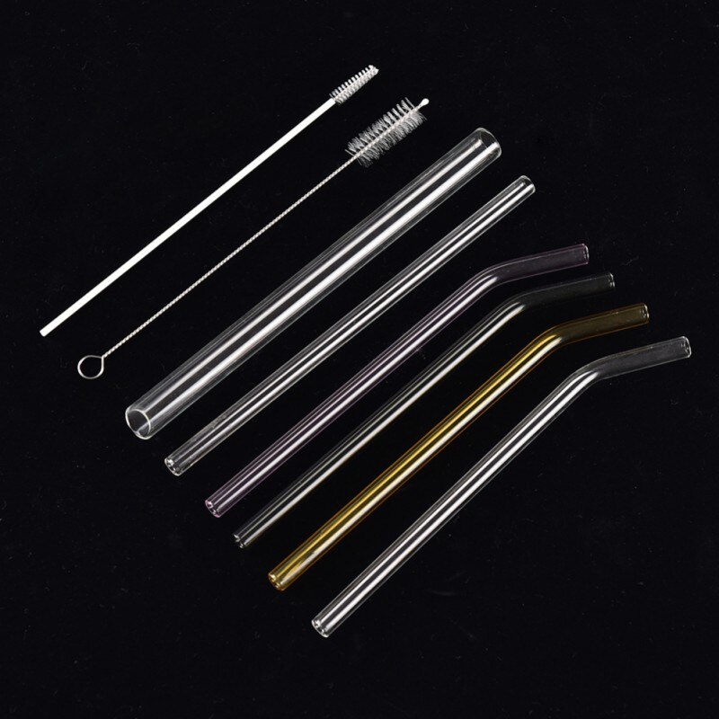 4Pcs/Set Glass Straw Eco-friendly Straws Reusable Glass Drinking Straight Bend for Smoothies Cocktails Straws