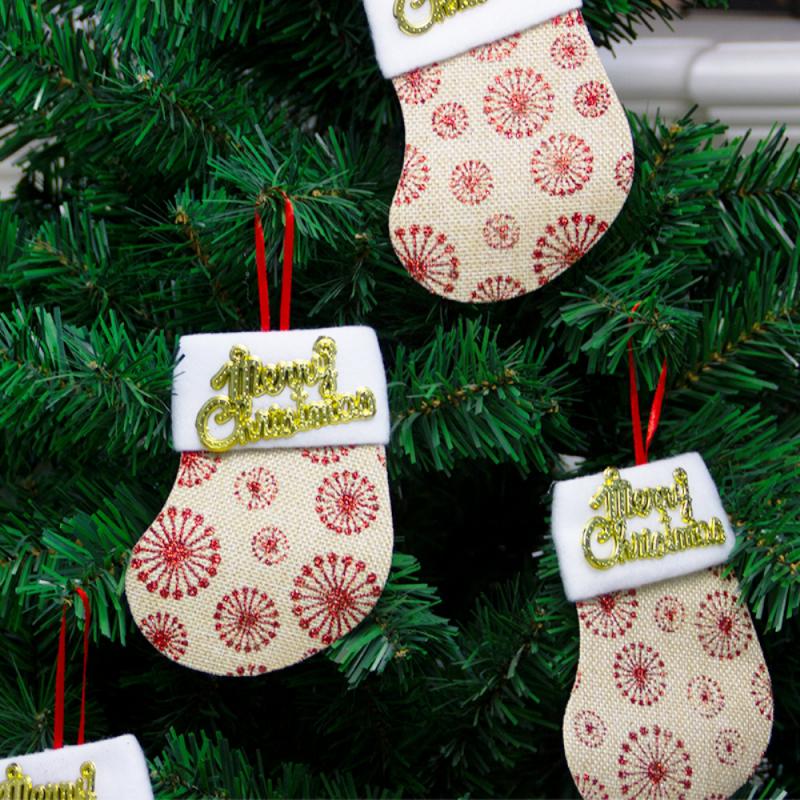 6Pcs Mini Kerst Sokken Hoed Bestek Set Mes Vork Covers Voor Xmas Hotel Restaurant Servies Decoratie Borduurwerk Stijl
