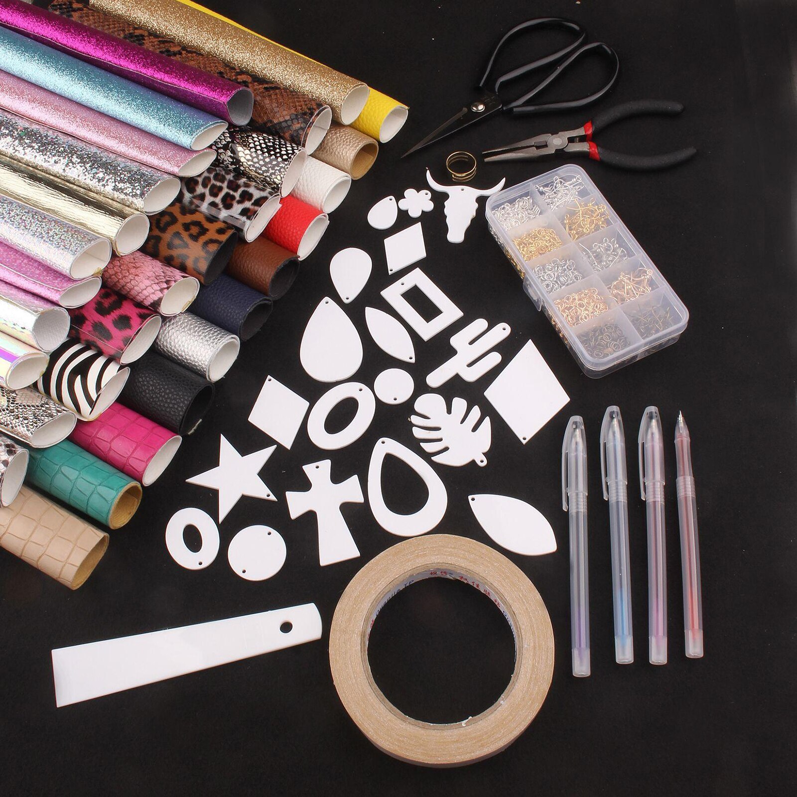 30 Pieces Faux Leather Sheet Leather Earring Making Kits Leather Sheets Earring DIY Hooks Tools