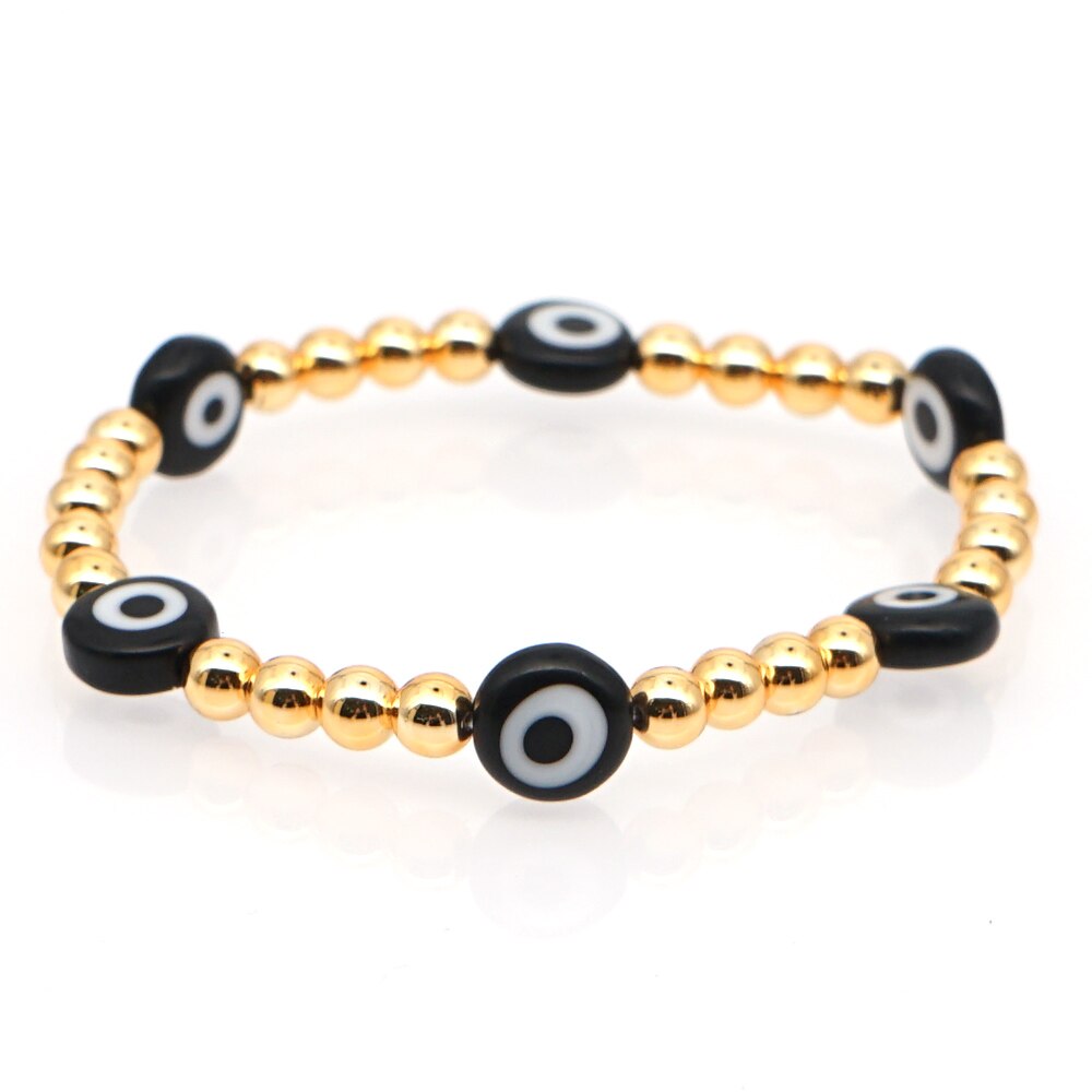 gehen2Boho Türkei böse Auge Armbinde Für Frauen Goldene Perlen Armbänder Männer Schmuck Elastische Armreifen Braclet