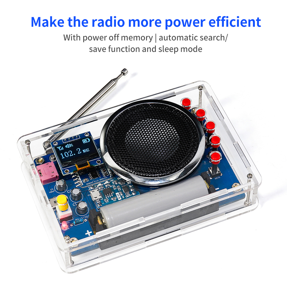 Multifunktions-FM-Radio-DIY-Kit RDA5807 Funkmodul 87–108 MHz, einstellbare Frequenz, Radio zum Selbermachen mit OLED-Display, kabelloses Empfangen