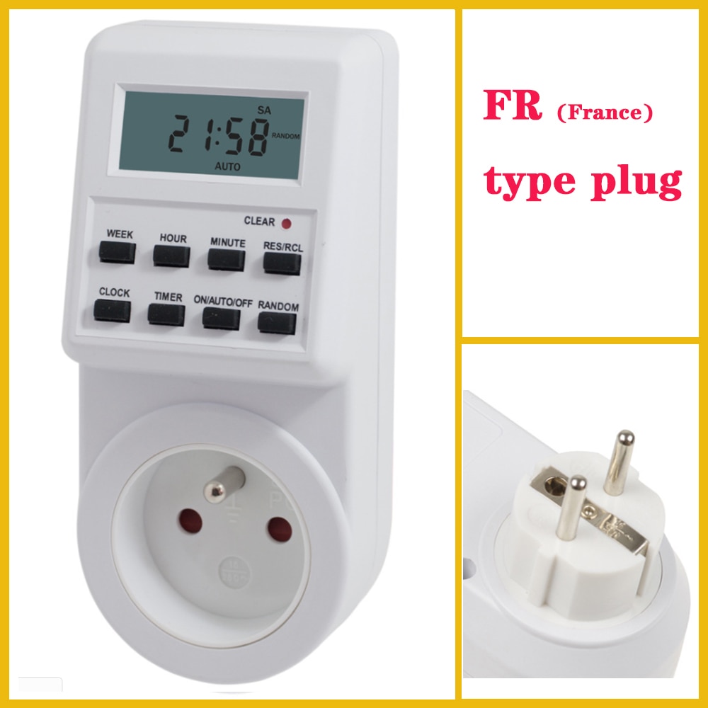 EU UK US FR BR Plug Digital Weekly Programmable Electrical Wall Plug-in Power Socket Timer Switch Outlet Time Clock 220V 110V AC