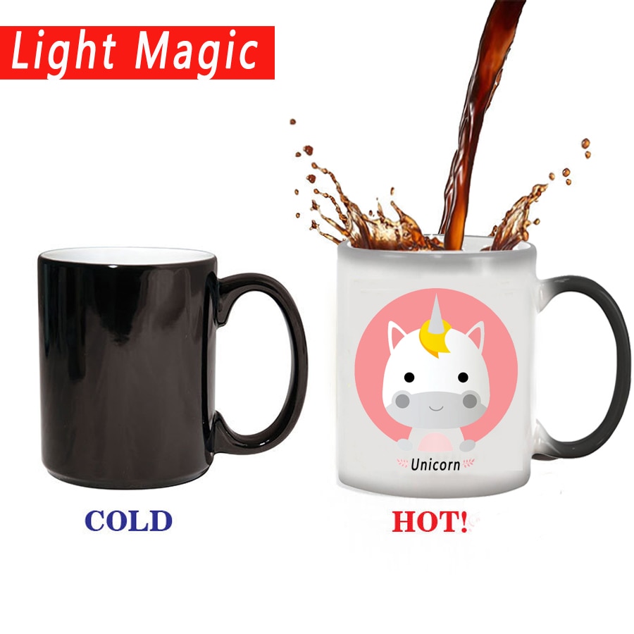 Magic leuke eenhoorn mok Veranderende kleur mok Gevoelige Keramische koffie Thee melk Mok Cup voor beste vriend