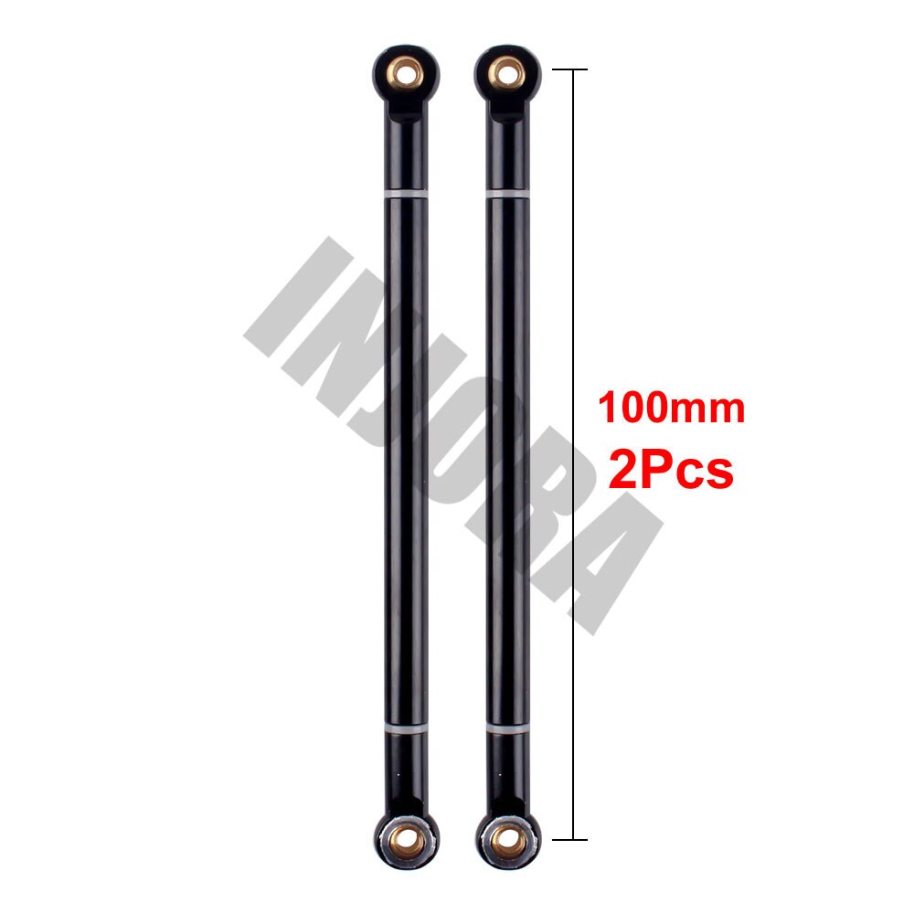 2PCS RC Car 70 80 90 100 110 120 130MM Red/Black Aluminum Alloy Link Rod for 1/10 RC Crawler Axial SCX10 D90 Upgrade Parts: 100MM Black