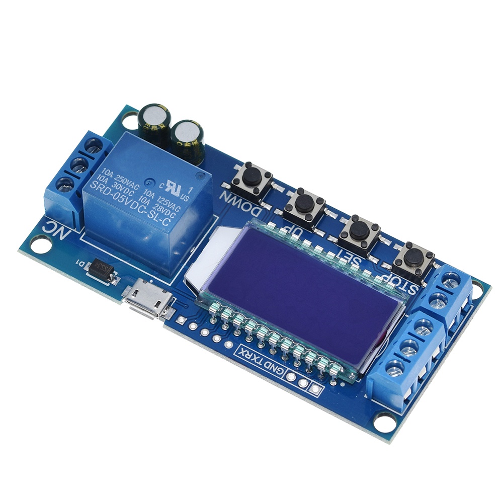 6-30V Micro Usb Digitale Lcd Display Tijdrelais Module Controle Tijdschakelaar Trigger Cyclus Module XY-LJ02