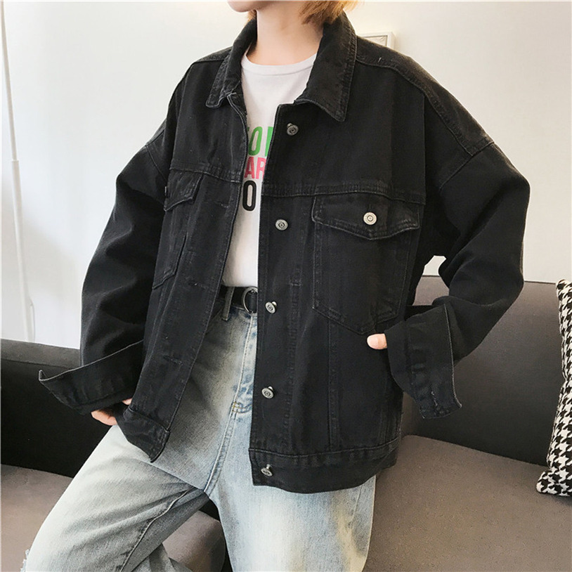 Vrouwen Denim Jassen Zwart populaire Casual Vrouwelijke Jas Jas Chic Jacket voor Meisjes kurtka dzinsowa jas vrouw J30