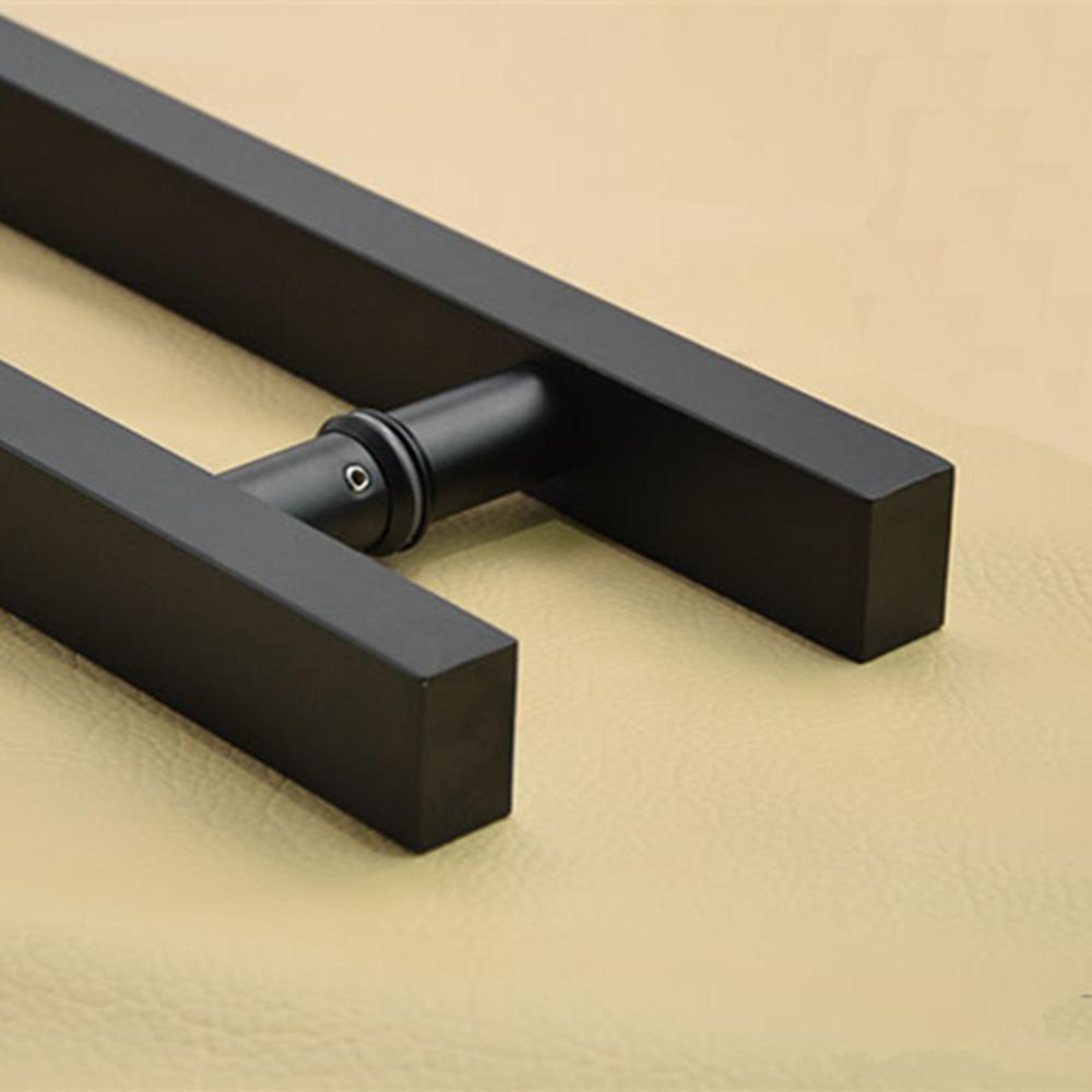 Manija de puerta de vidrio/madera de acero inoxidable negro mate, fuerte y duradera, textura fina, herrajes para puertas